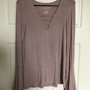 Striped Soft and Sexy Bell sleeve top